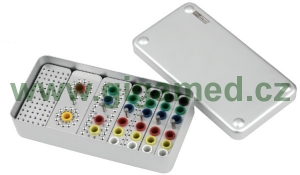 Hliníkový velký COMBI endobox pro Endo nástroje a čepy, s vložkami A, B, C, D, E
