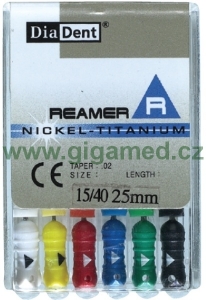 Reamers (NITi) - nikl titanové - ruční sada - 21 mm